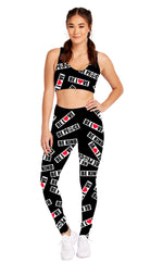 Load image into Gallery viewer, BLACK BE LOVE BE KIND BE PEACE STAMP LEGGINGS
