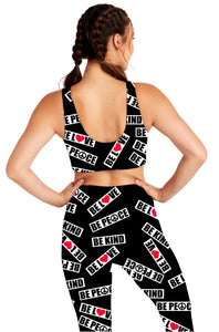 BLACK BE LOVE BE KIND BE PEACE STAMP LEGGINGS