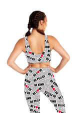 Load image into Gallery viewer, GREY/WHITE SPECKLE BE LOVE BE KIND BE PEACE STAMP LEGGINGS
